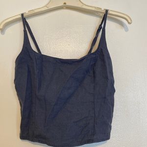 abercrombie blue linen tank top